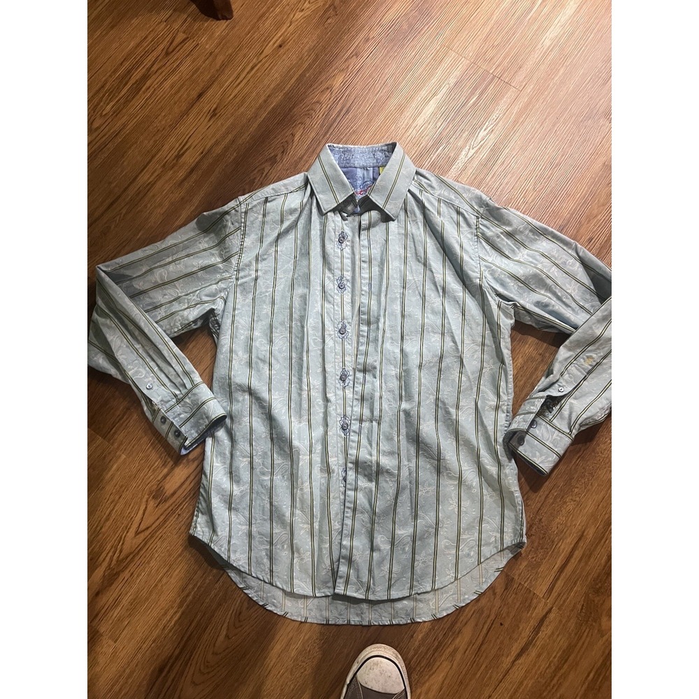Robert Graham Blue‎ Classic Fit Short Sleeve Button Up Shirt Mens Medium